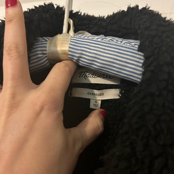 Madewell Shearling Lined Trucker Jacket Oversized Medium - Picture 2 of 5